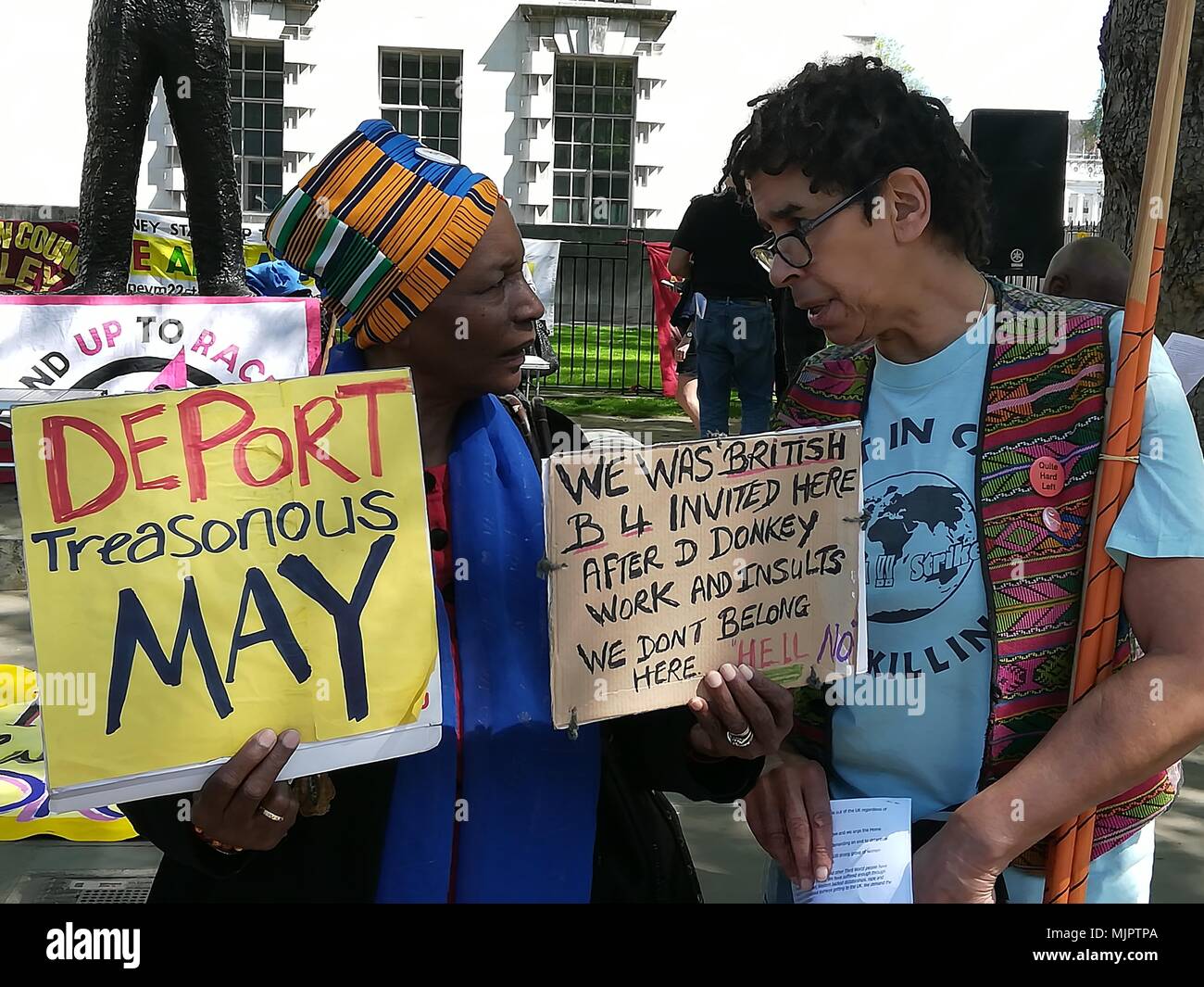London, UK, 5 May 2018. Solidarity with the Windrush generation protest at 10 Downing street in London Credit: Nastia M/Alamy Live News Stock Photo