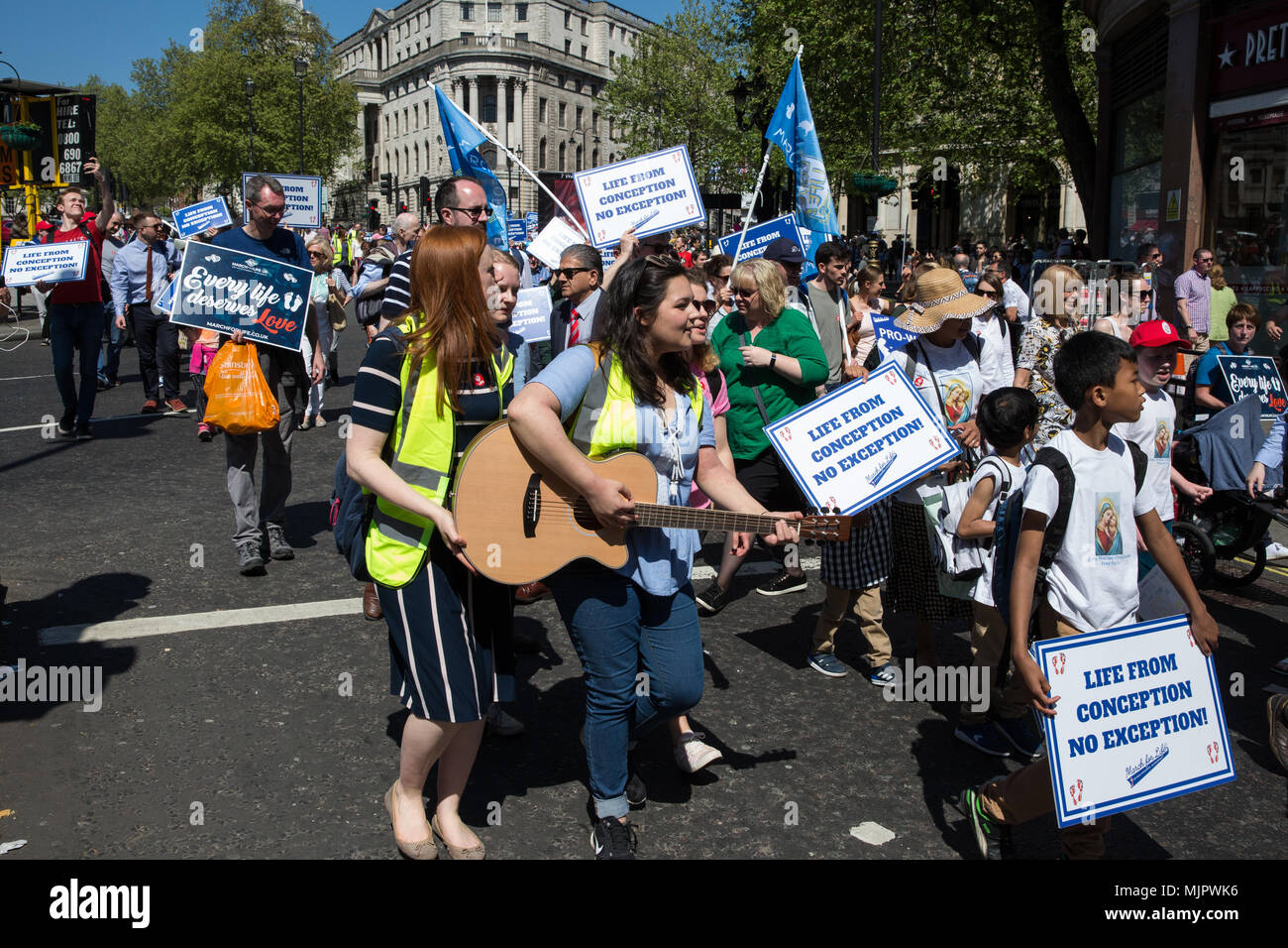 London, UK. 5th May, 2018. Pro-lifers take part in the first UK March for Life through central London. Credit: Mark Kerrison/Alamy Live News Stock Photo