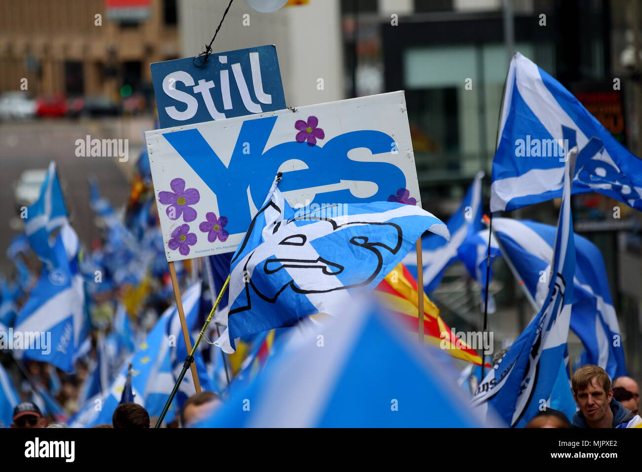 Glasgow, Scotland, 5 May 2018. Glasgow Scottish Independence March May 5th 2018 Credit: David Cameron/Alamy Live News Stock Photo