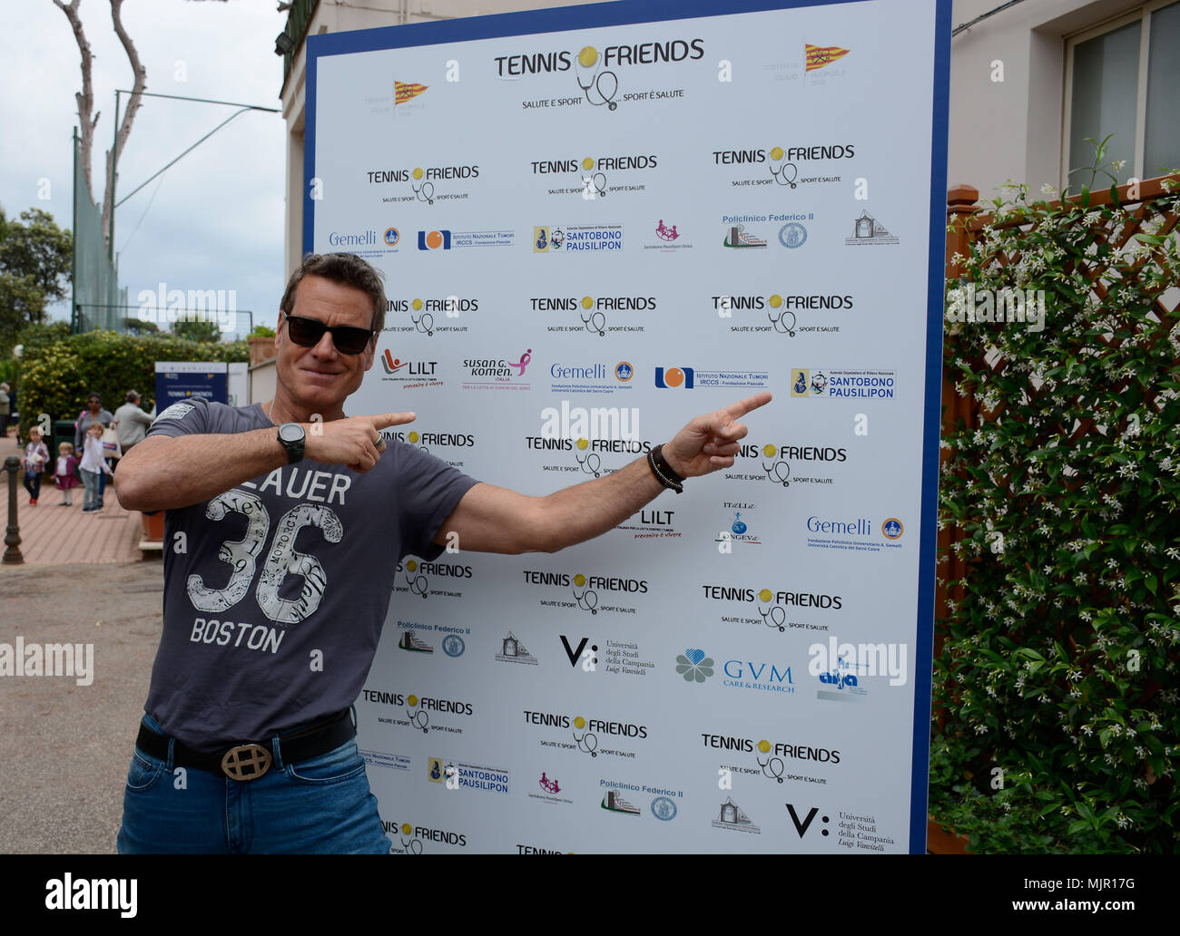 Naples, Italy. 05 May, 2018. Jimmy Ghione also know as Gianluigi Ghione, the italian tv personality and actor at the event 'Tennis and Friends' a national event, founded in 2011 on the initiative of Friends For Health for the prevention and promotion of health. Stock Photo