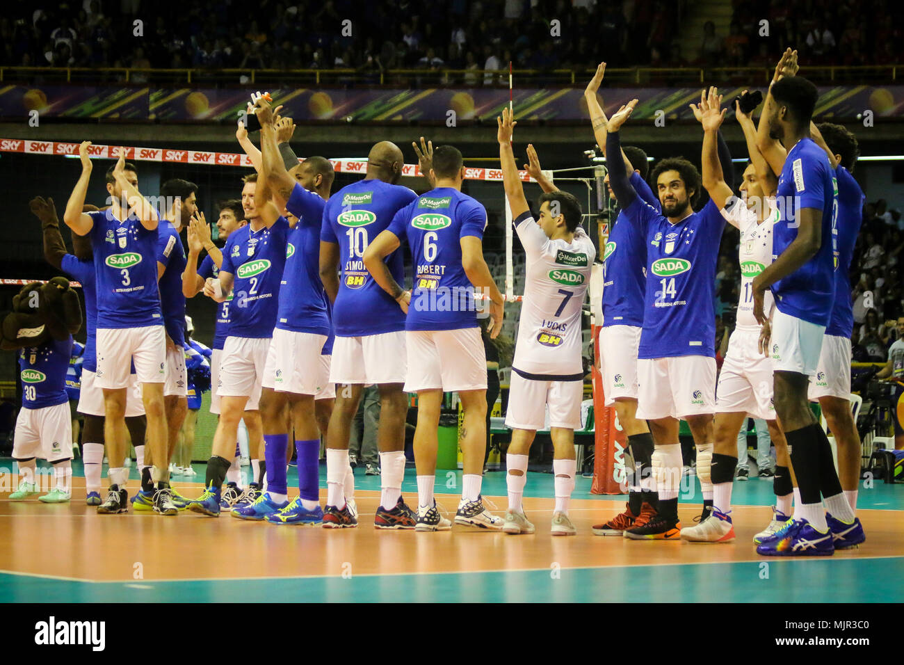 Belo Horizonte, Brazil. 06th May, 2018. XXXXXXXXXX during Sada Cruzeiro vs.  Sesi SP, game valid for the Men's Superleague Volleyball Final 1718,  held in Mineirinho, Belo Horizonte, MG. Credit: Dudu MacedoFotoArenaAlamy  Live