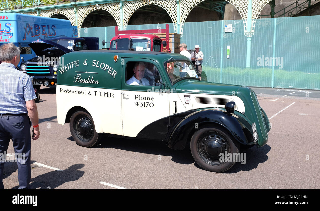 Brighton UK 6th May 2018 - Old commercial vehicles arrive in Brighton after completing the annual London to Brighton Historic Commercial Vehicle Run which takes place every 1st Sunday in May Photograph taken by Simon Dack Credit: Simon Dack/Alamy Live News Stock Photo