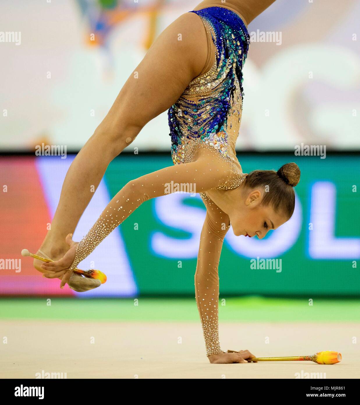 Russian Aleksandra Soldatova Performs In The Individual Clubs