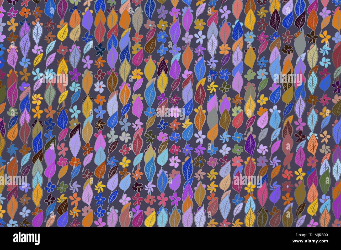 Abstract leaves & flowers illustrations background pattern. Vector ...