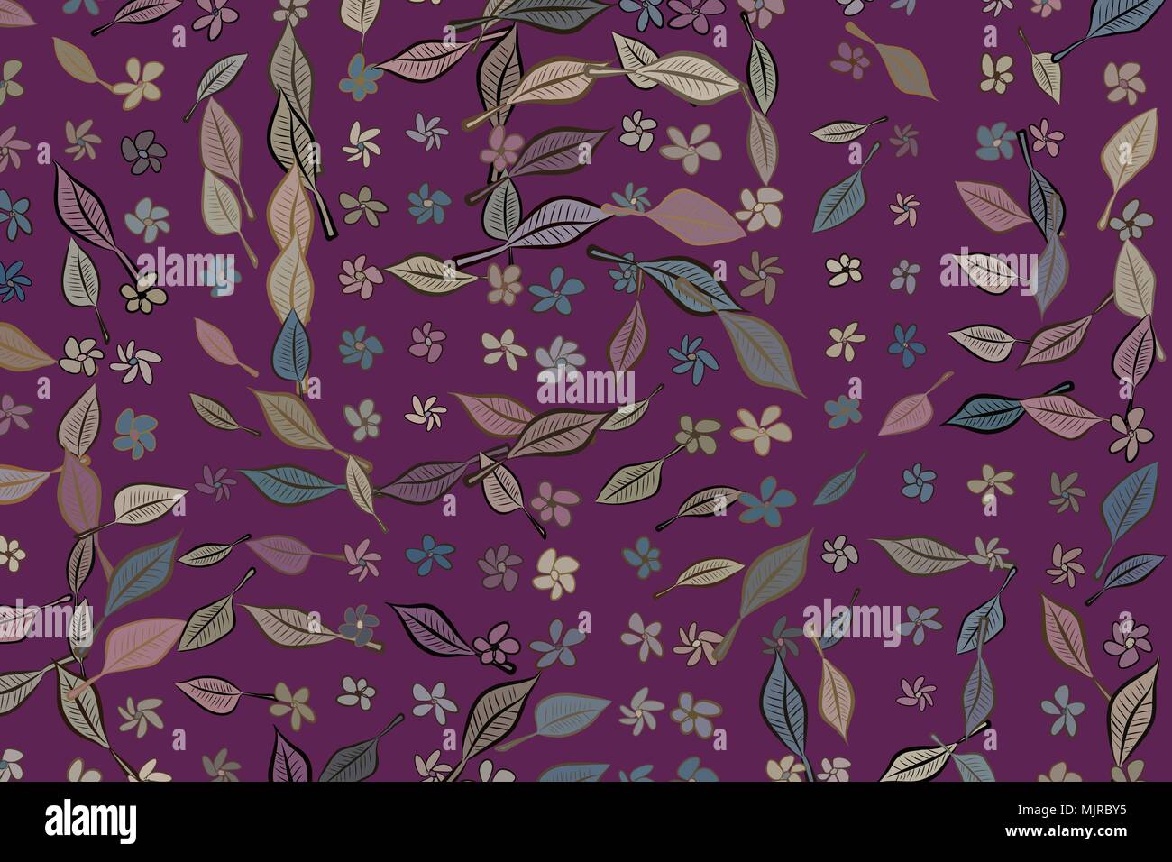 Abstract leaves & flowers illustrations background pattern. Vector ...