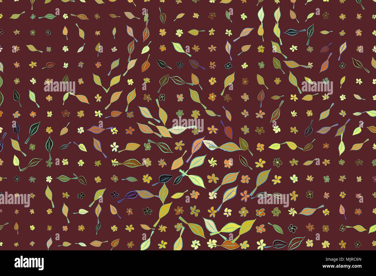 Abstract leaves & flowers illustrations background pattern. Vector ...