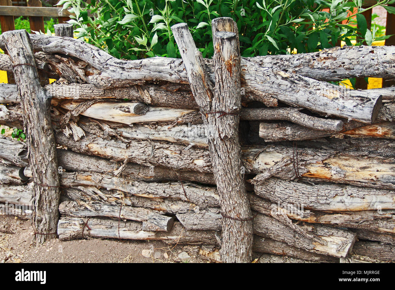 Log Fence in Las Lagunas de Anza Wetlands Stock Photo