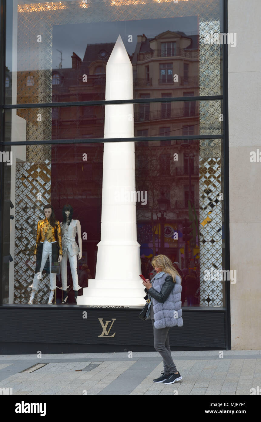 Louis Vuitton flagship store at the Champs-Elysees, Paris FR Stock Photo