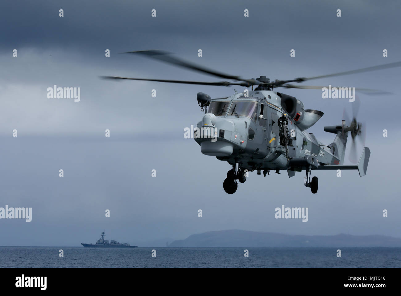 Wildcat helicopter operated by the Royal Navy Stock Photo