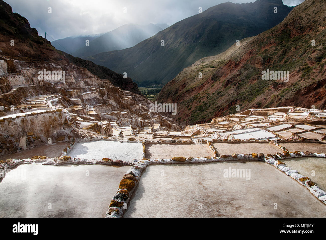 Inca salt ponds near Maras (Peru) Stock Photo