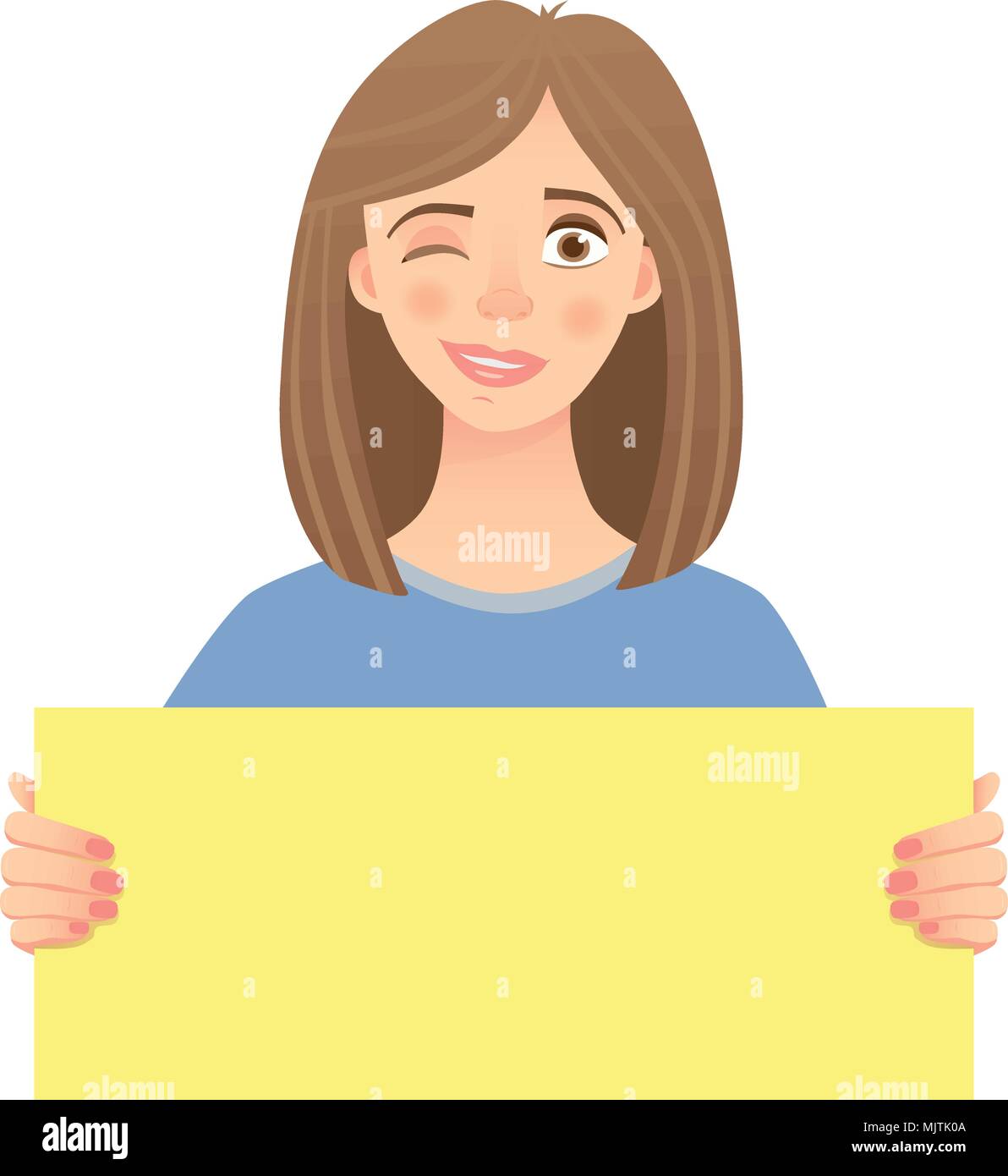 woman holding sign Stock Vector Image & Art - Alamy