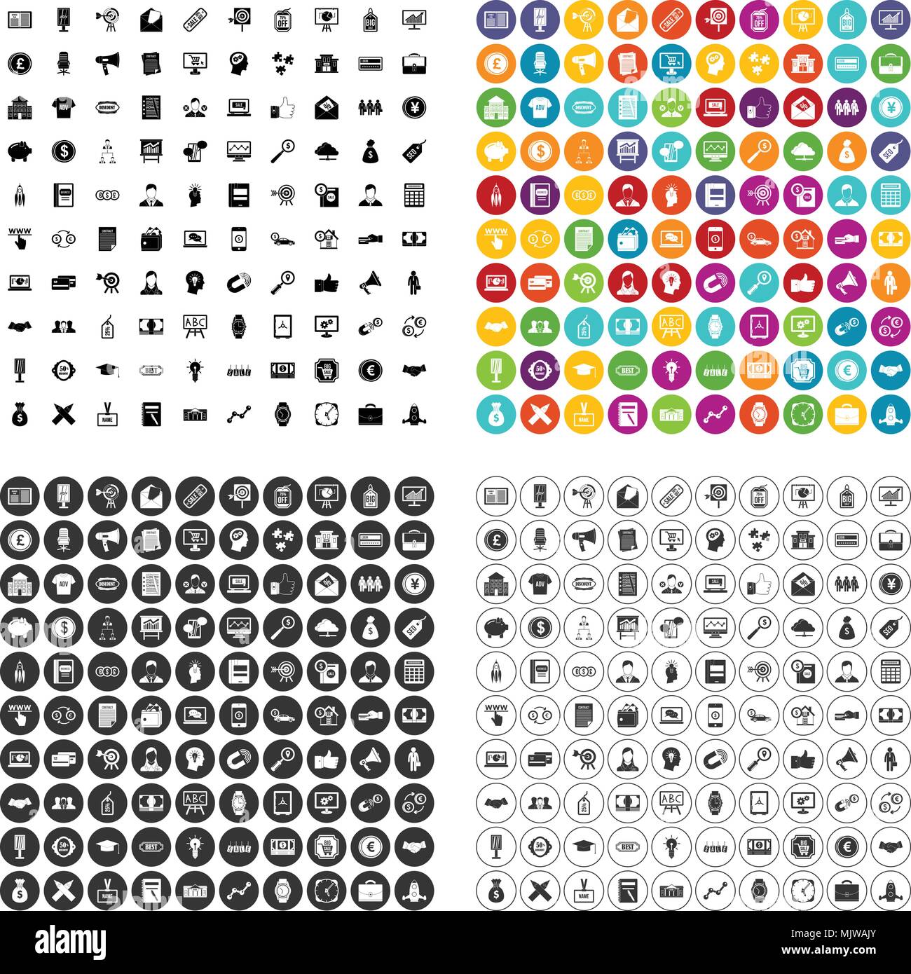 100 lending skill icons set vector variant Stock Vector