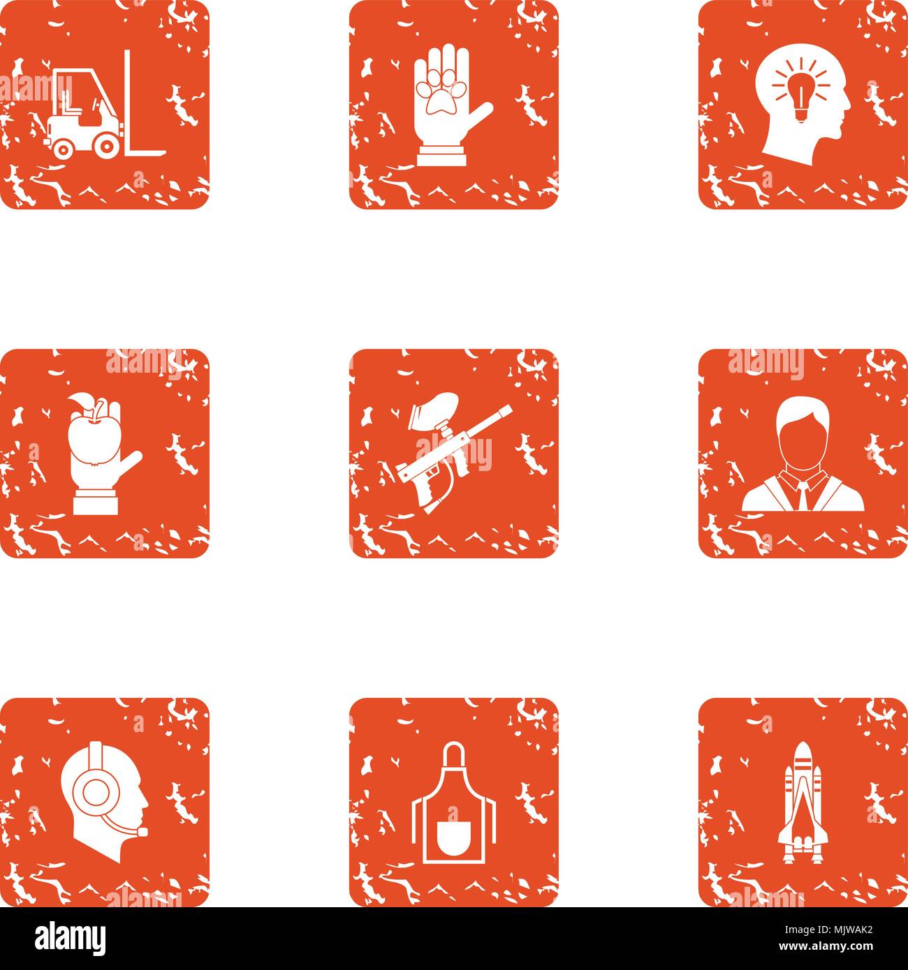 Sparring icons set, grunge style Stock Vector