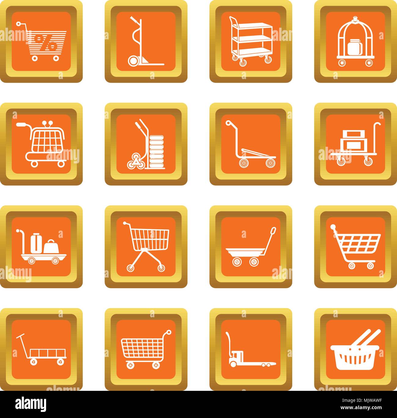 Cart types icons set orange square vector Stock Vector Image & Art - Alamy