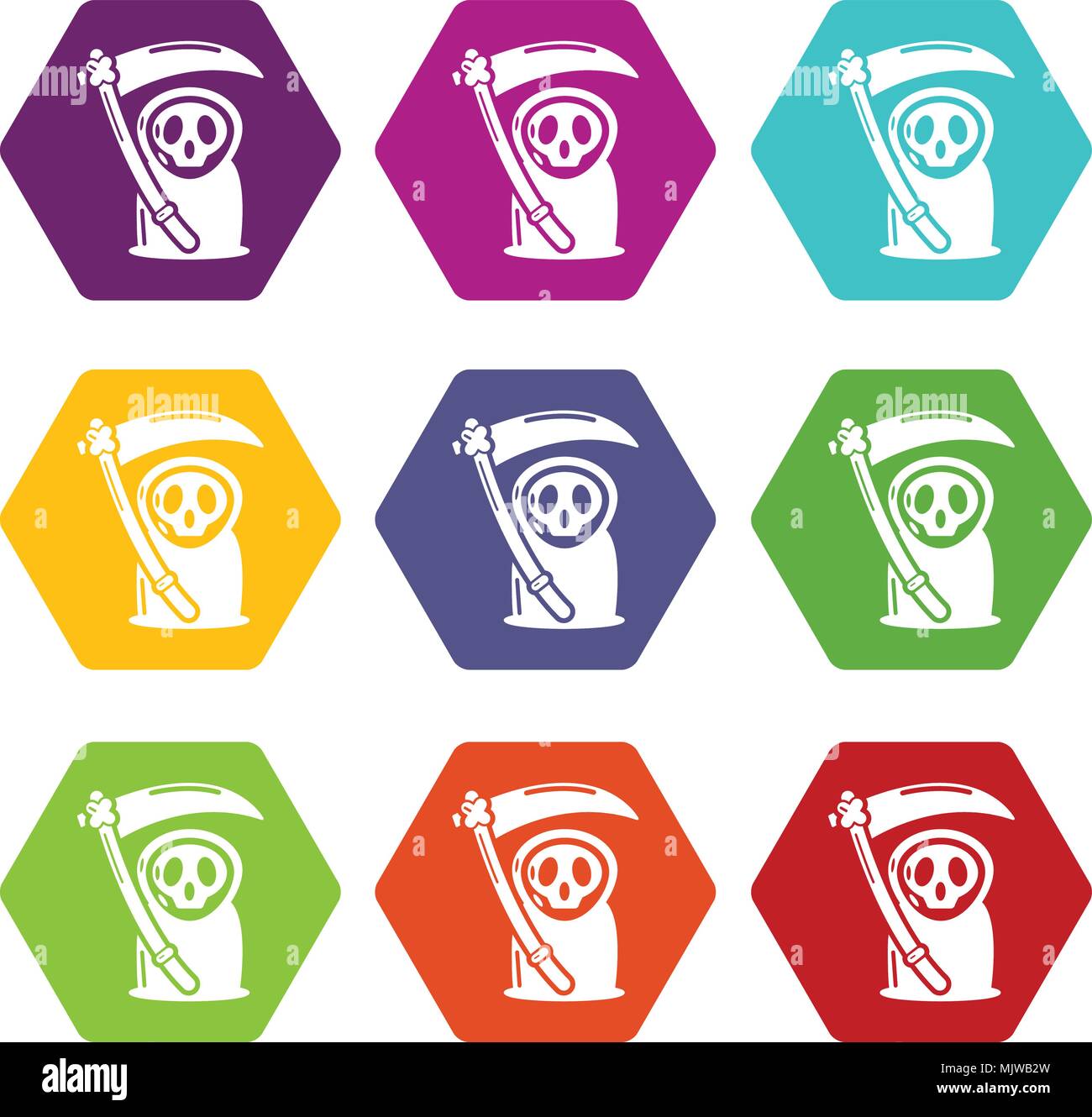Grim reaper icons set 9 vector Stock Vector