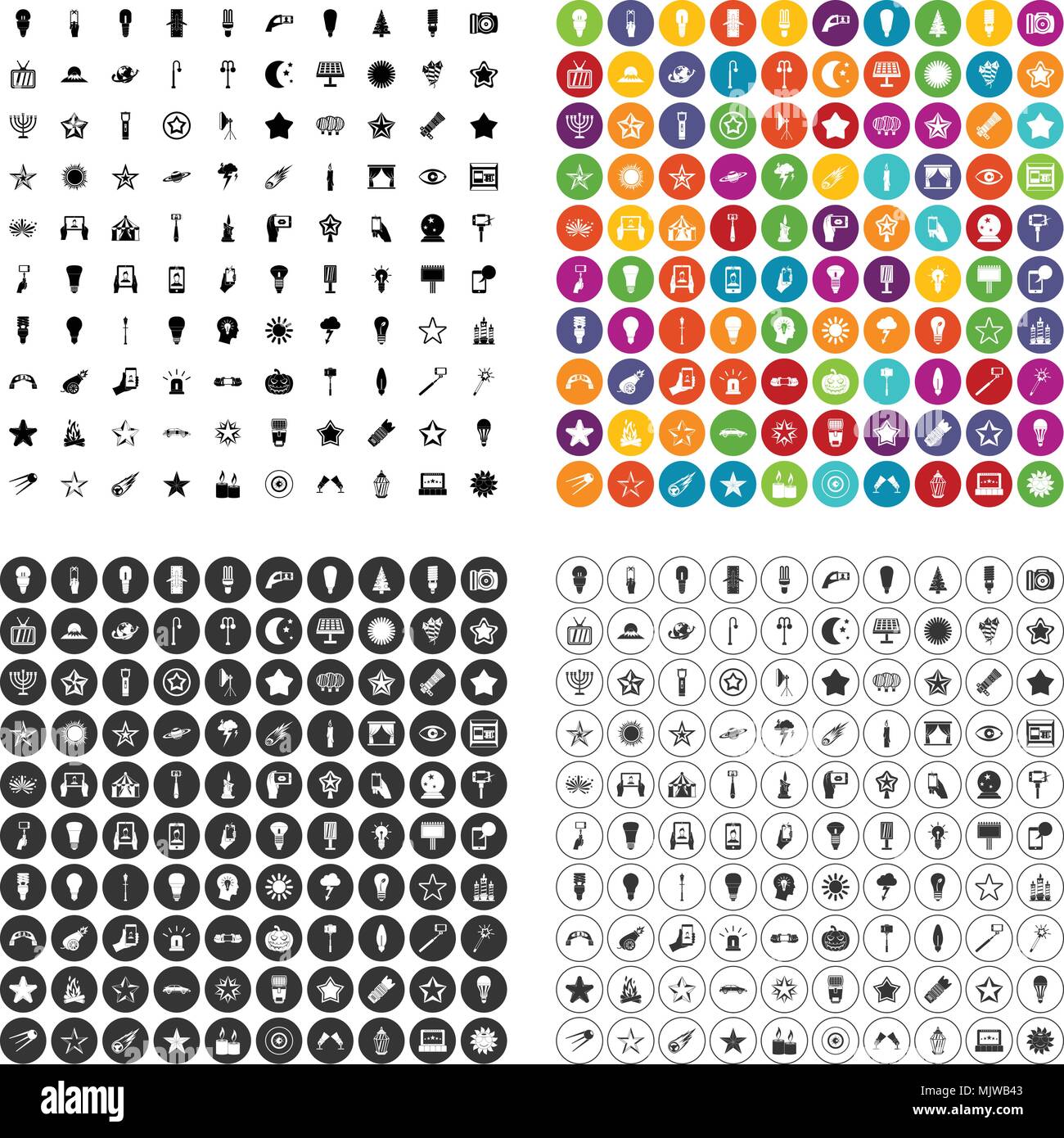 100 light icons set vector variant Stock Vector Image & Art - Alamy