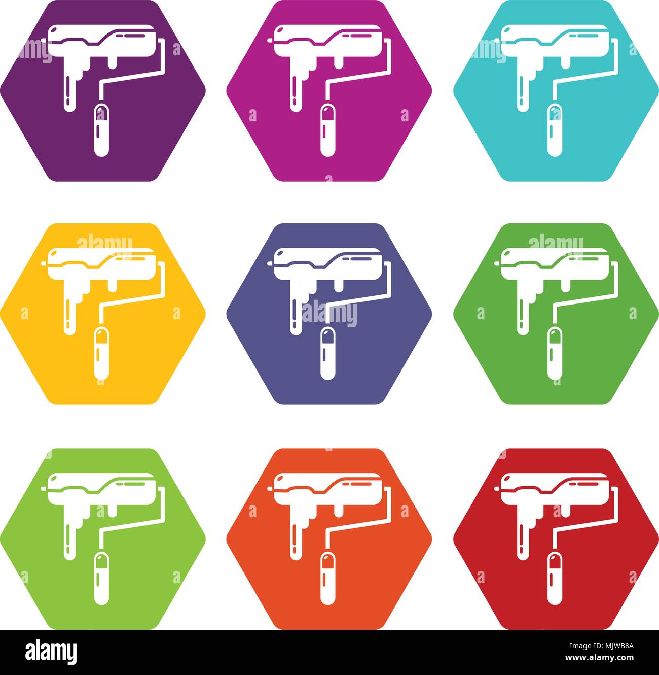 Paint roller icons set 9 vector Stock Vector Image & Art - Alamy