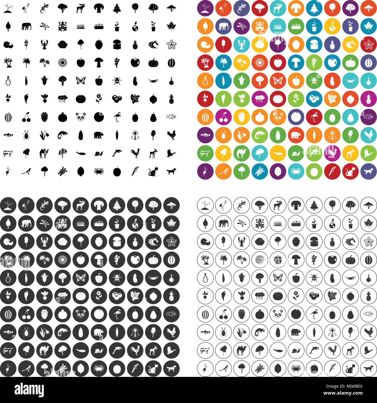 100 live nature icons set vector variant Stock Vector Image & Art - Alamy