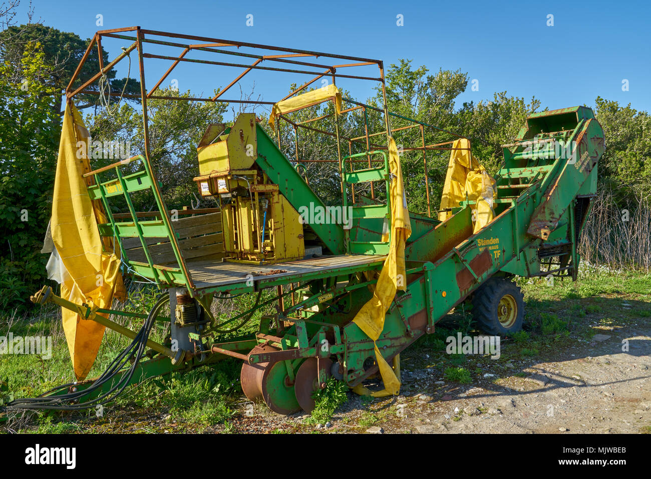 Old Potato Harvester Stock Photo Alamy