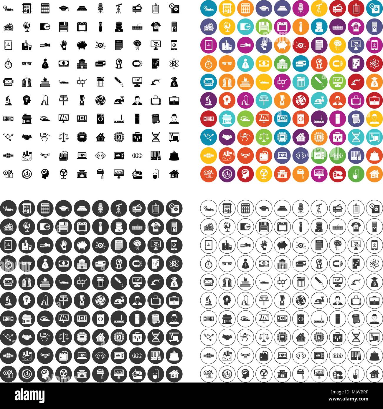 100 loans icons set vector variant Stock Vector