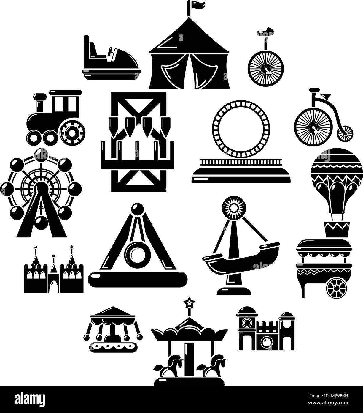 Amusement park icons set, simple style Stock Vector Image & Art - Alamy