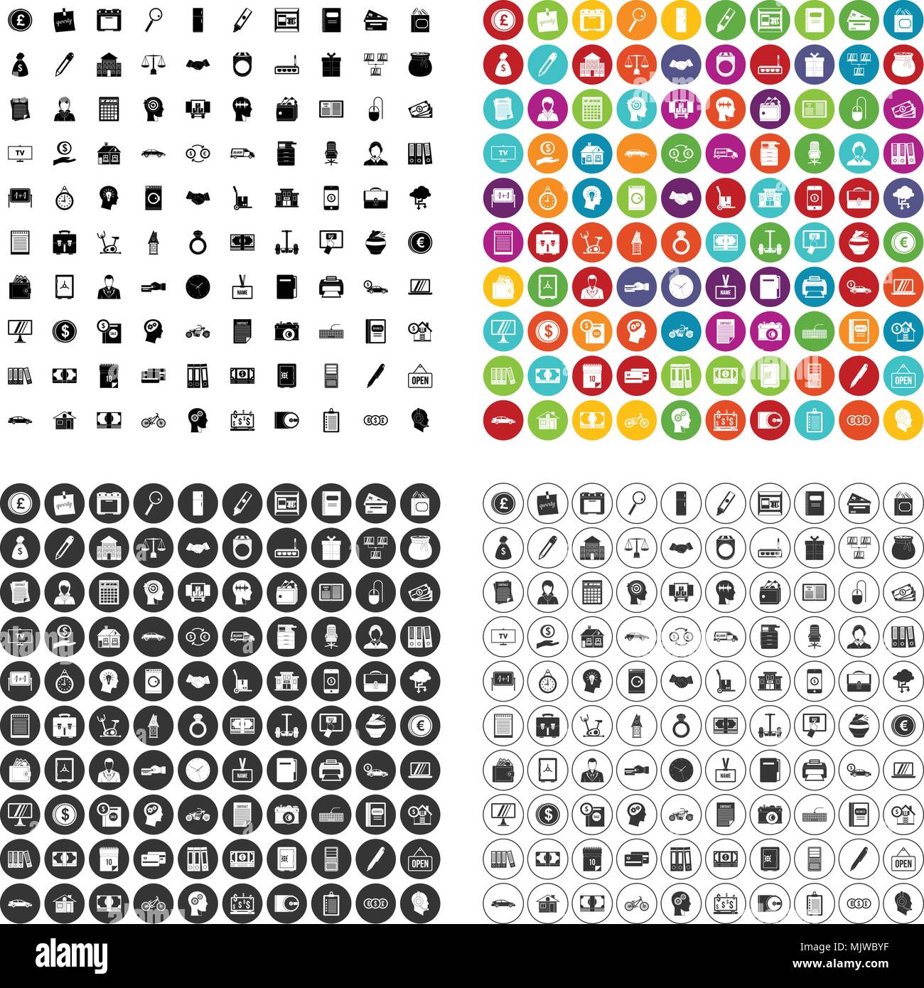 100 loan skill icons set vector variant Stock Vector