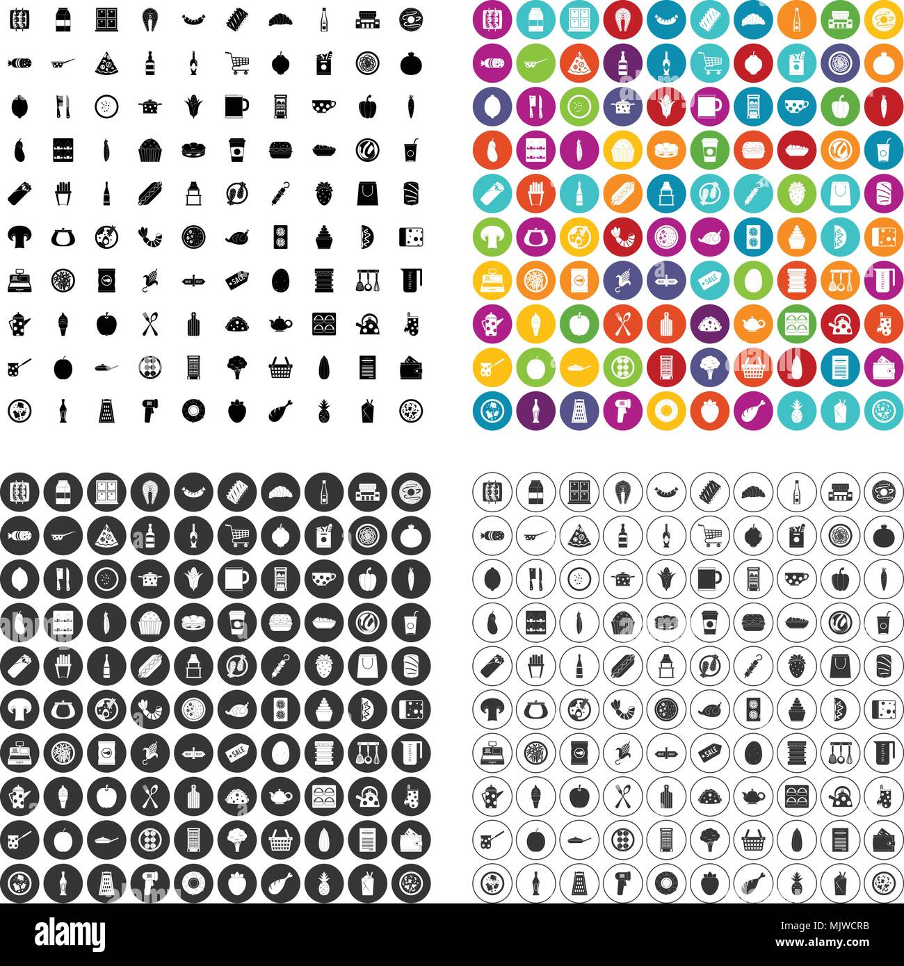 100 lunch icons set vector variant Stock Vector Image & Art - Alamy