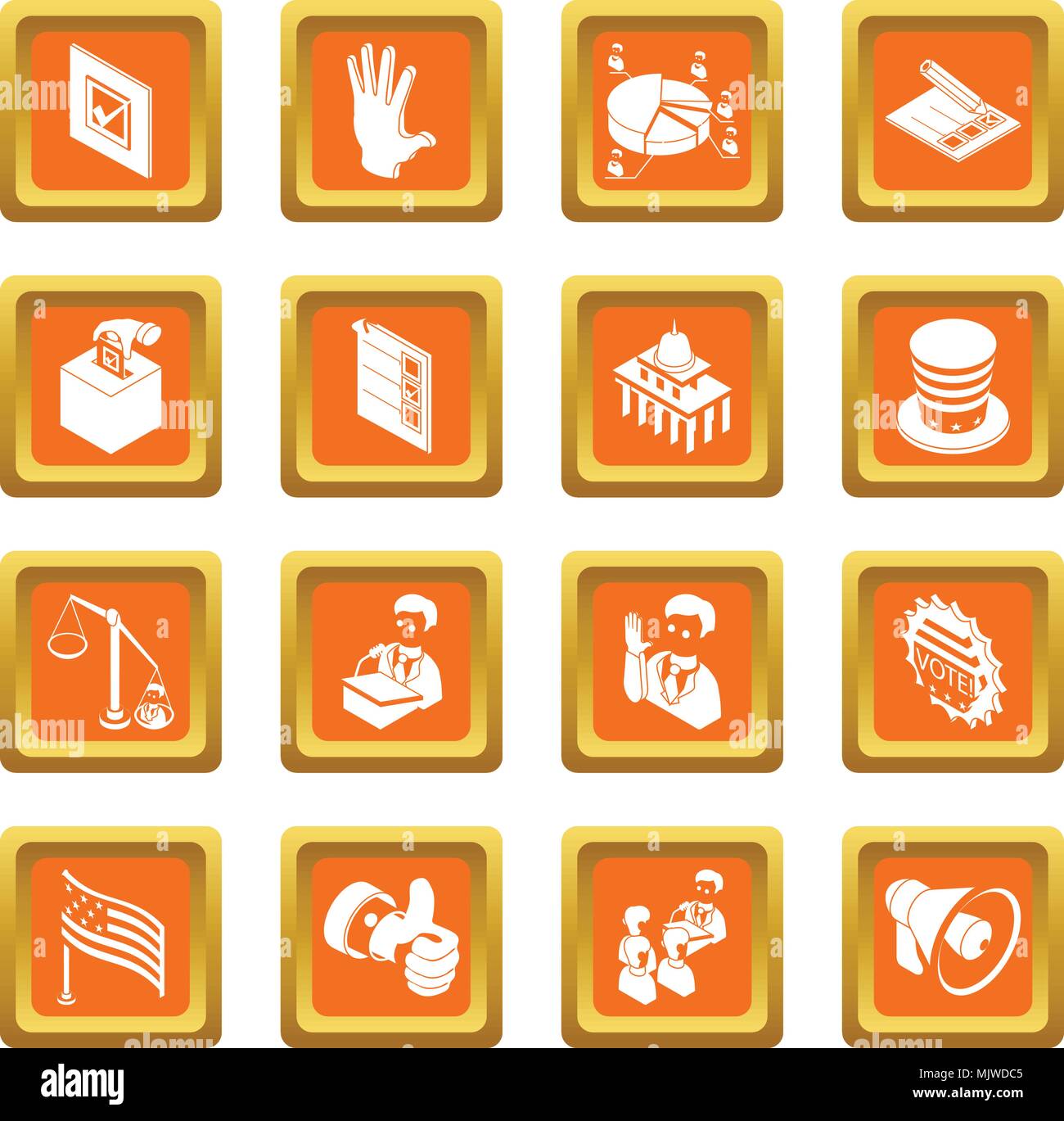 Election voting icons set orange square vector Stock Vector Image & Art ...