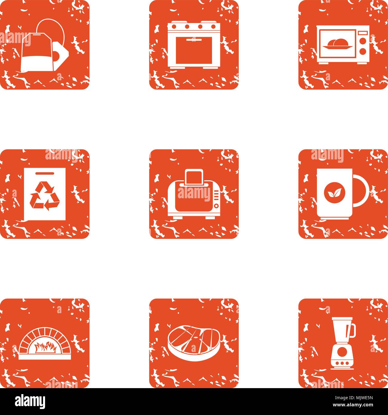 Livelihood icons set, grunge style Stock Vector