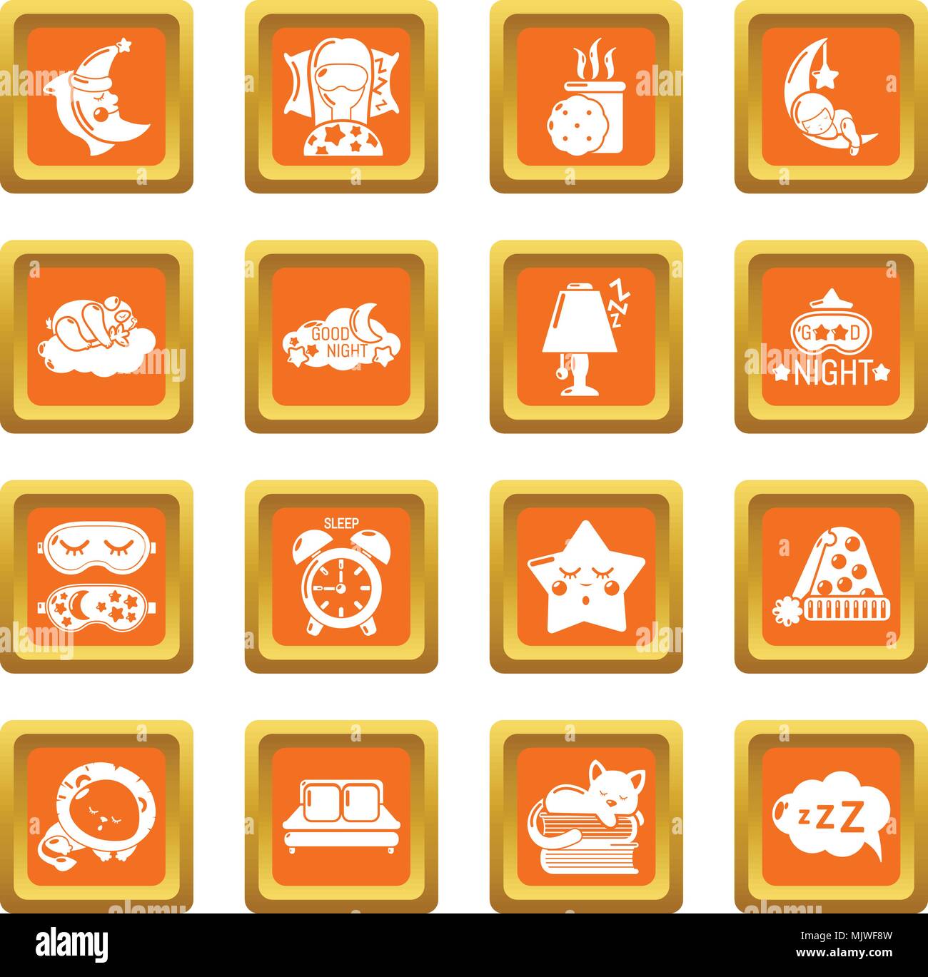 Sleeping icons set orange square vector Stock Vector Image & Art - Alamy