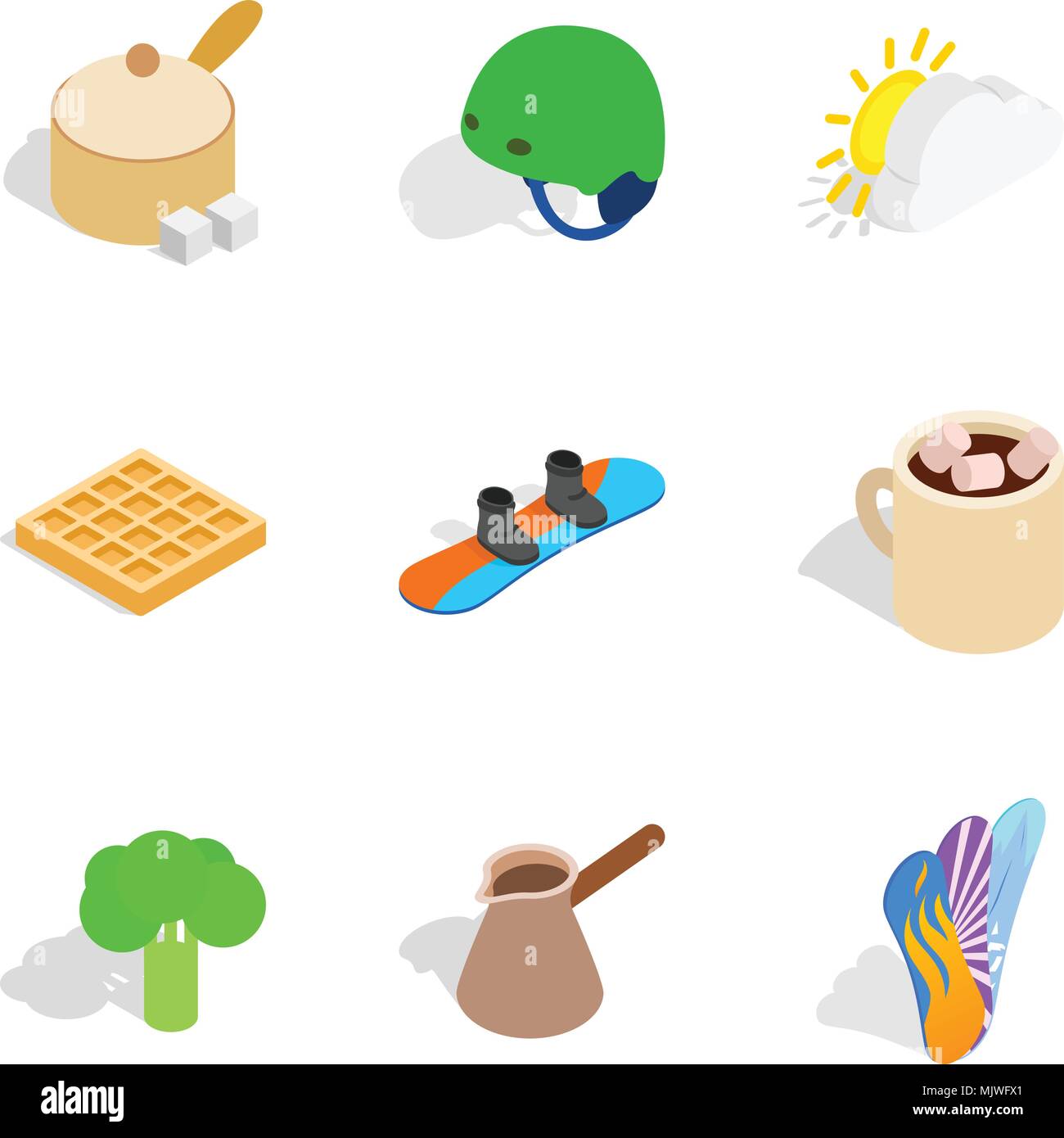 Coolest place icons set, isometric style Stock Vector