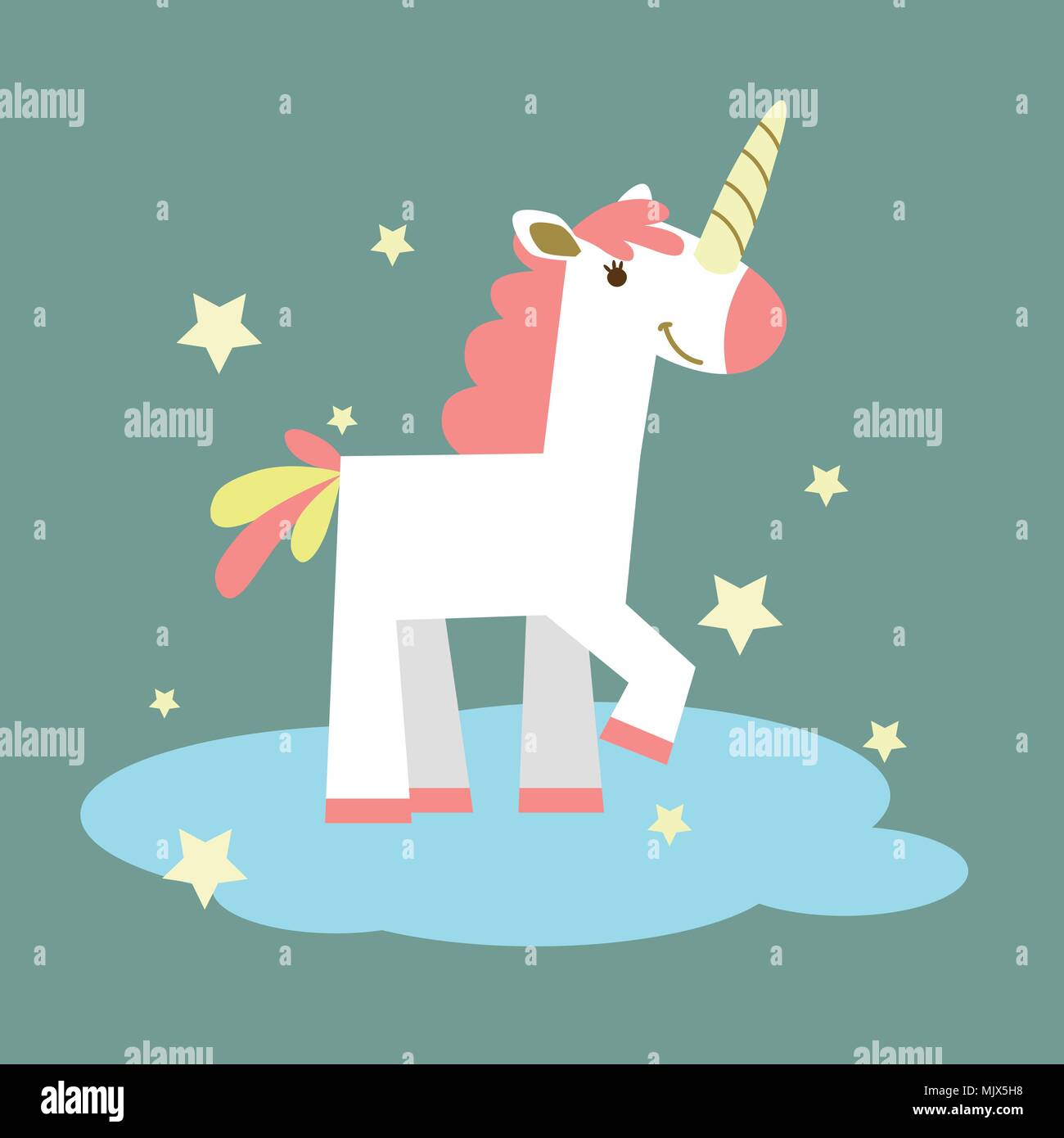 unicorn on the cloud Stock Vector