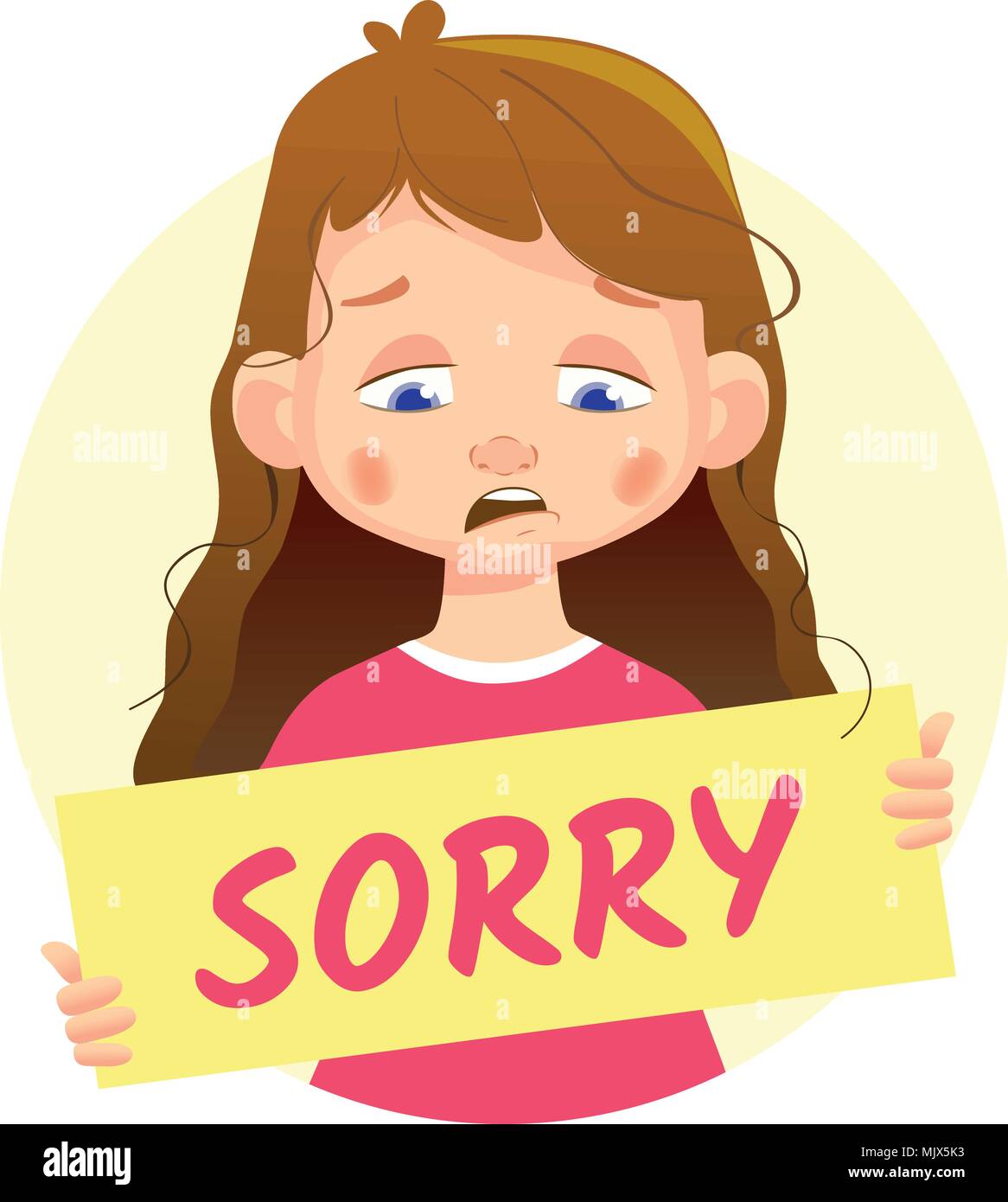 Sad Girl holding Sorry poster Stock Vector Image & Art - Alamy