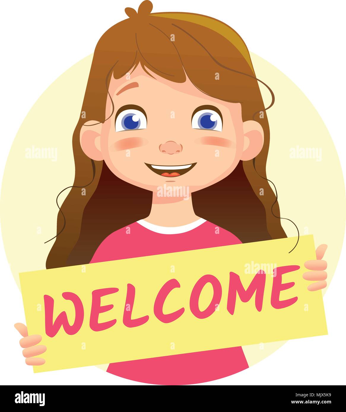 Girl holding WELCOME poster-smile Stock Vector Image & Art - Alamy