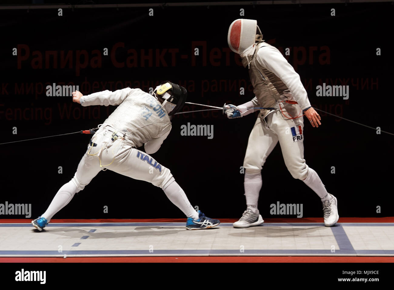 St. Petersburg, Russia May 5, 2018 Alessio Foconi, Italy (left) vs