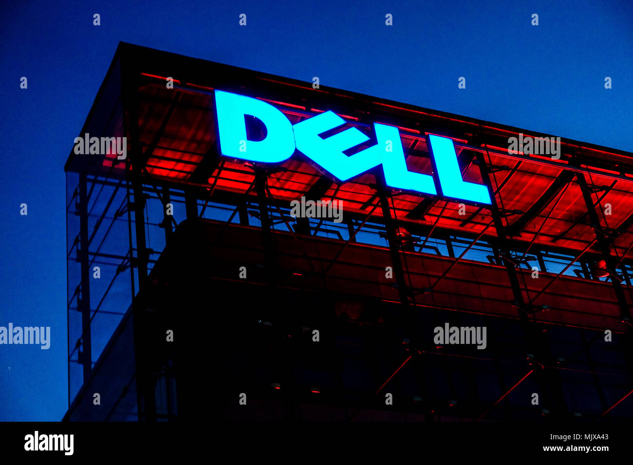 Dell logo, sign, Prague, Czech Republic Stock Photo