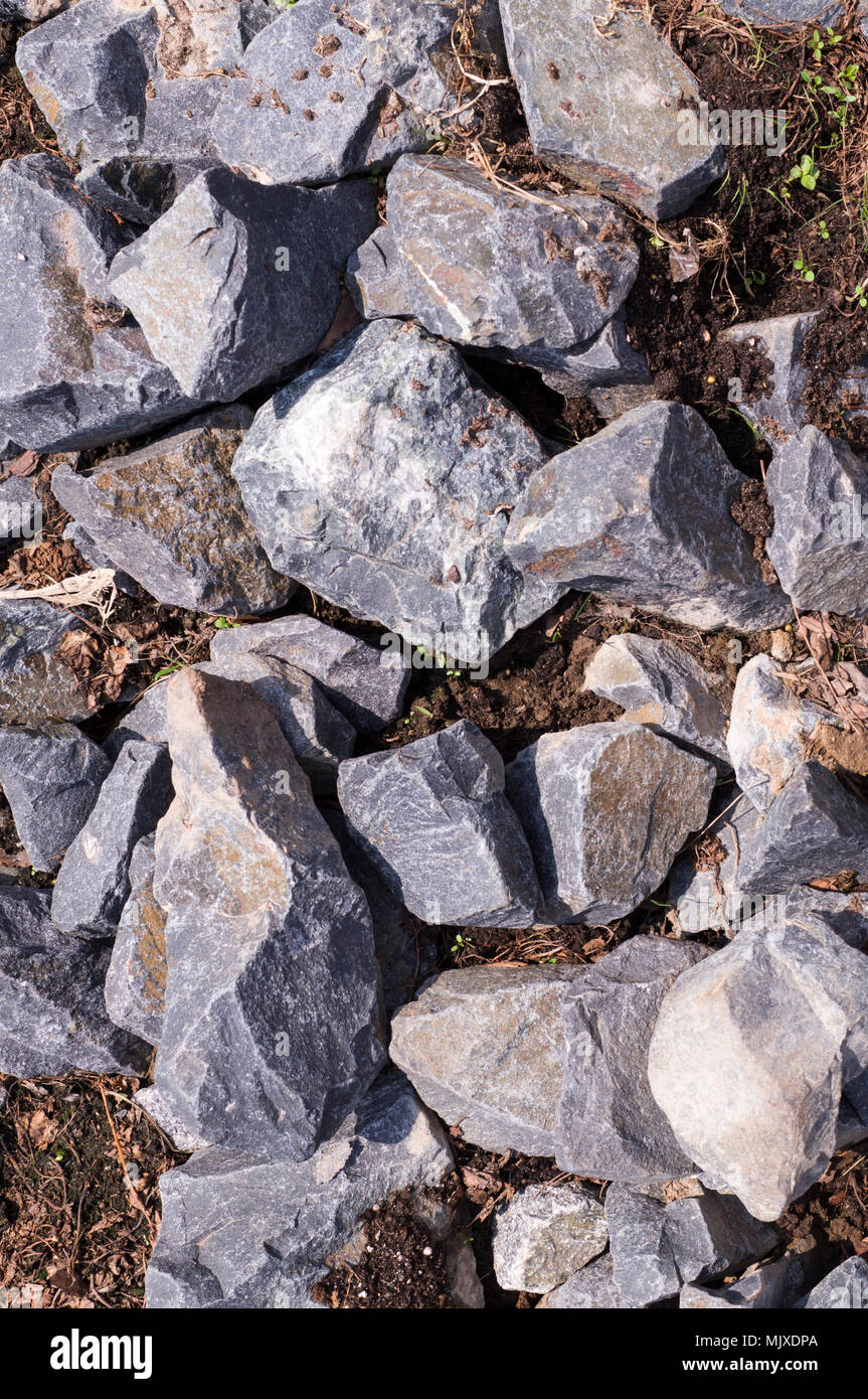 dirty rocks background, texture. nature, pattern, vignette. Stock Photo