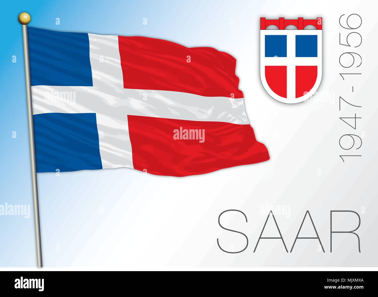 Saar european region historical flag and crest Stock Vector