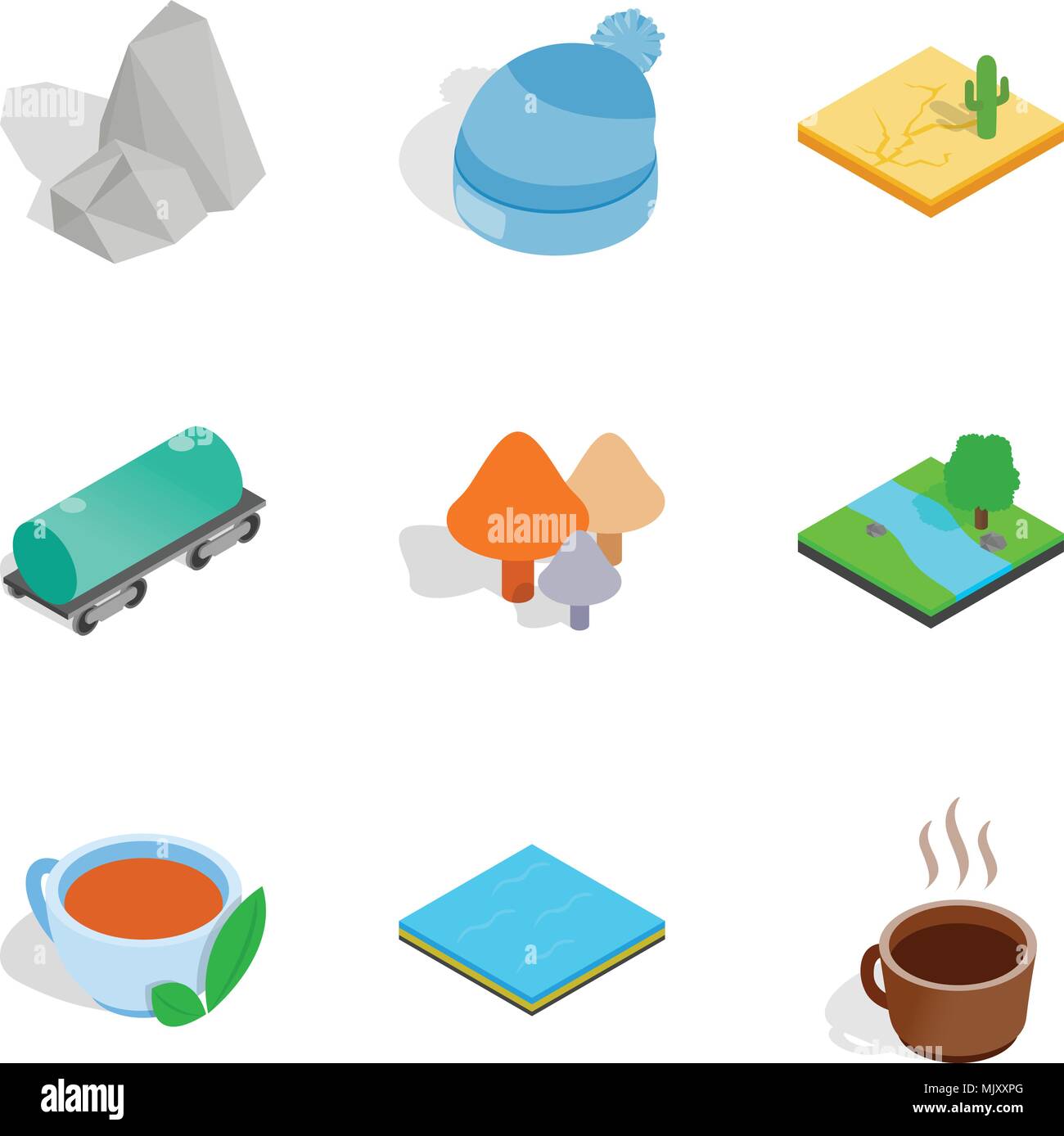 Pass the winter icons set, isometric style Stock Vector