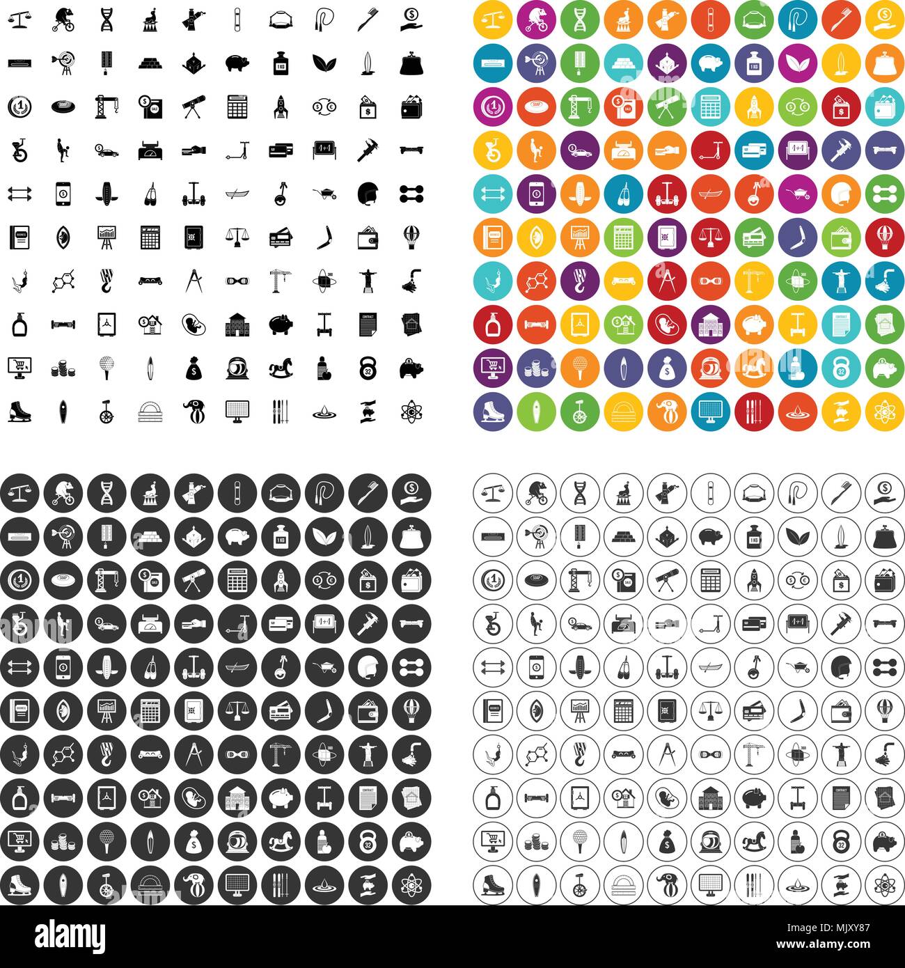 100 balance icons set vector variant Stock Vector