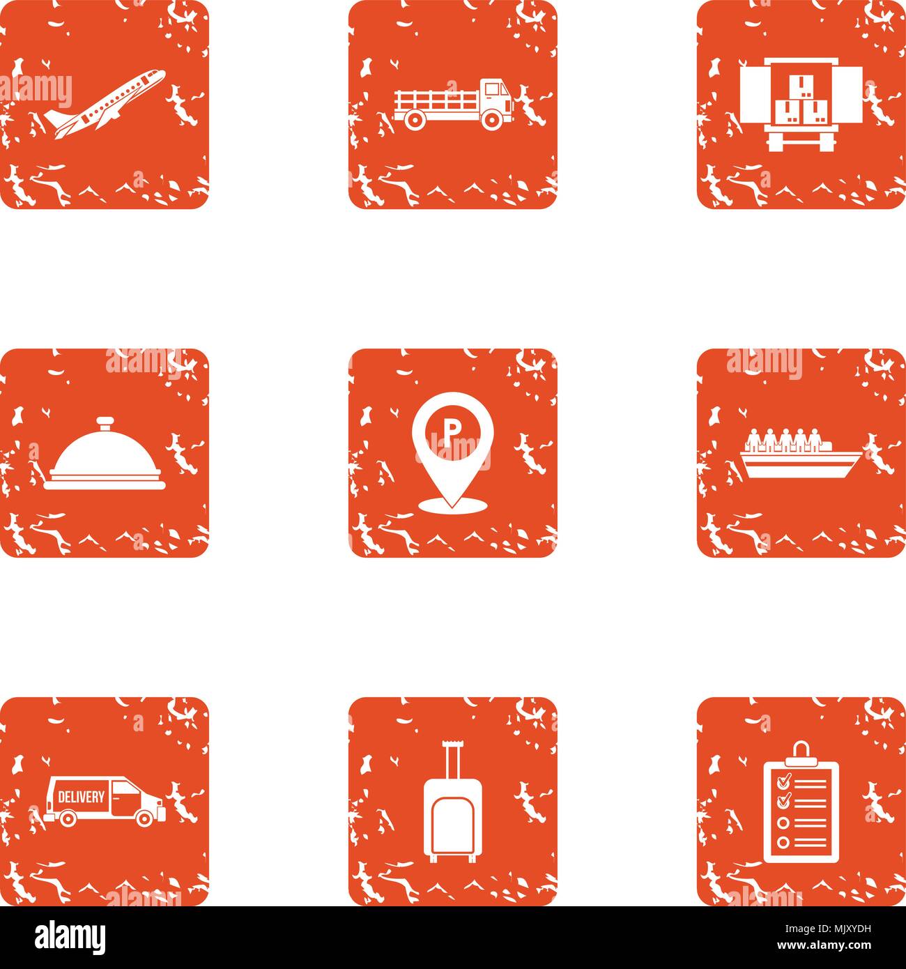 Smuggle icons set, grunge style Stock Vector
