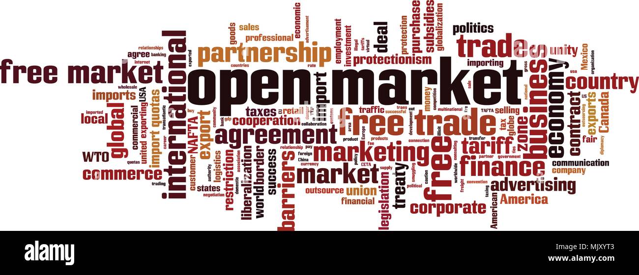 Open market word cloud concept. Vector illustration Stock Vector