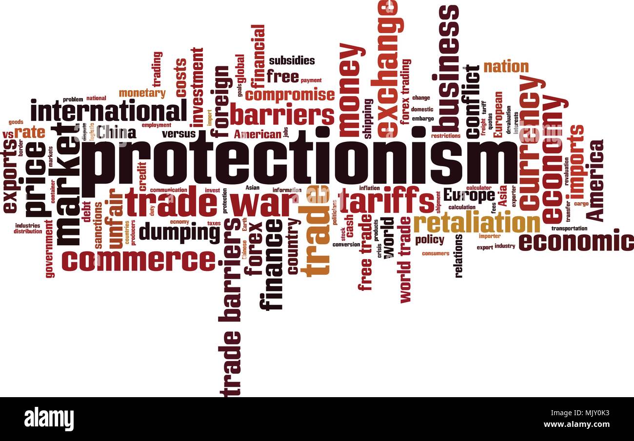 Protectionism word cloud concept. Vector illustration Stock Vector