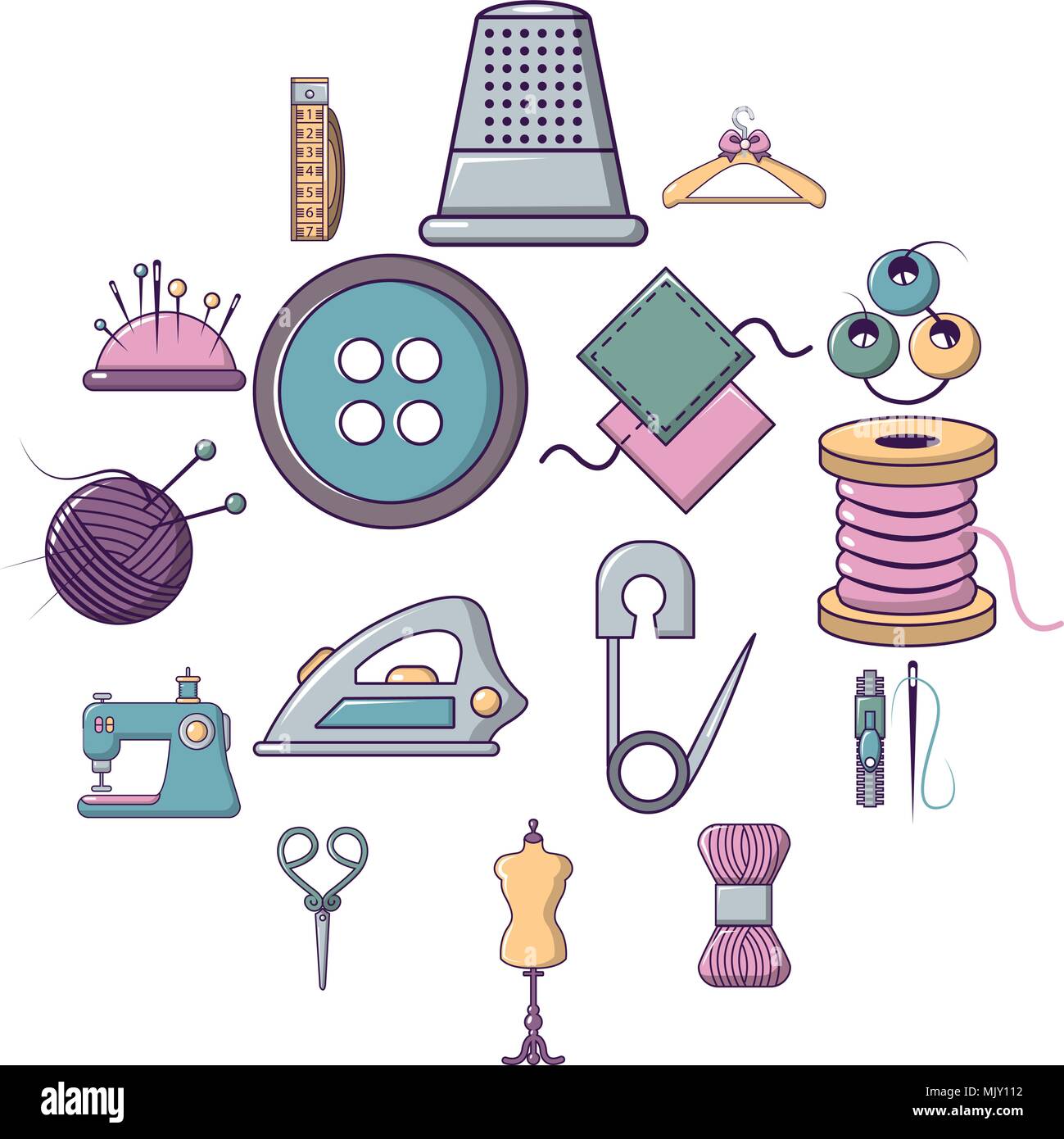 Tailor tools icons set, cartoon style Stock Vector Image & Art - Alamy