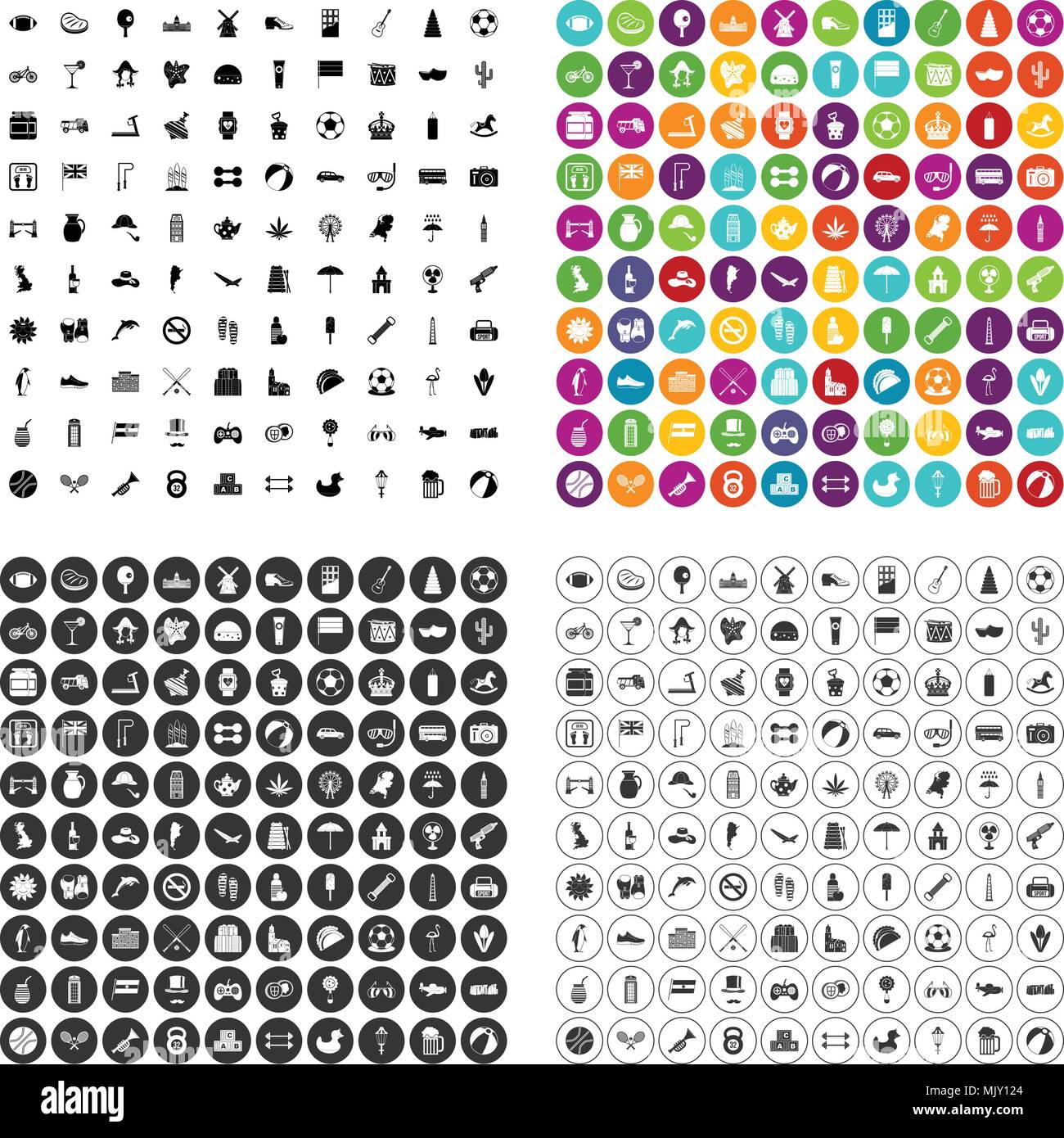 100 ball icons set vector variant Stock Vector