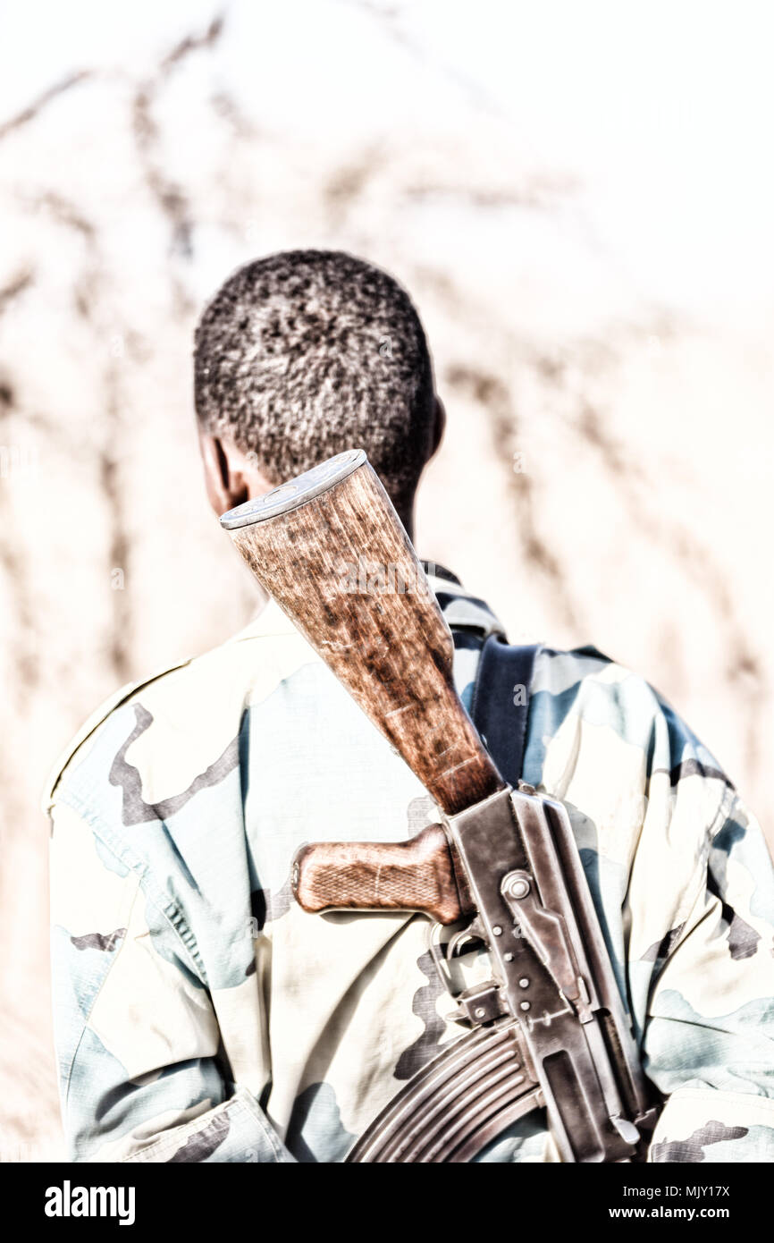 africa in the land of ethiopia a black soldier and his gun looking the ...