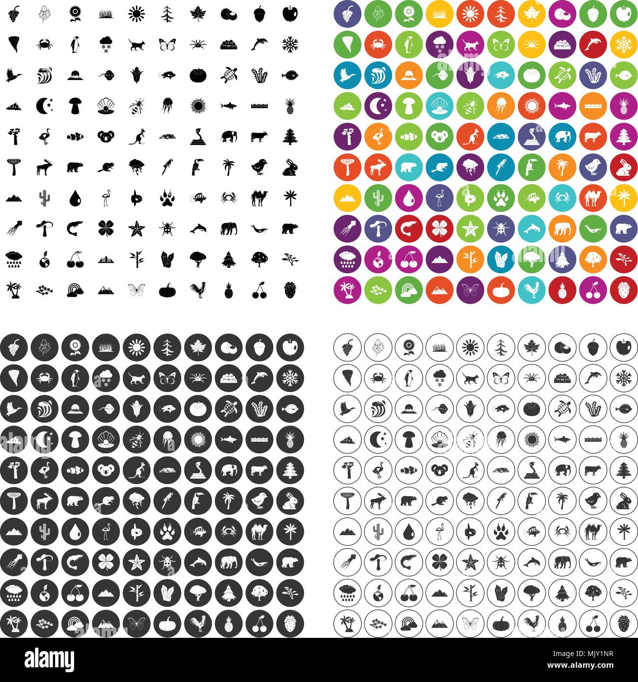 100 nature icons set vector variant Stock Vector Image & Art - Alamy