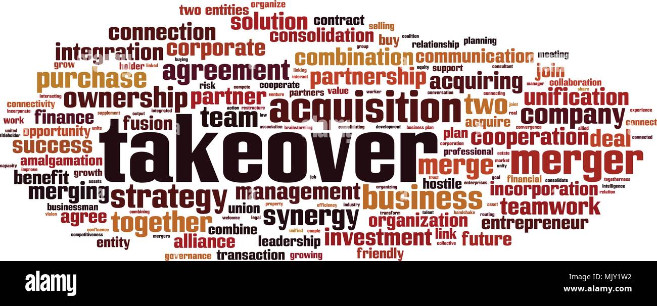 Takeover word cloud concept. Vector illustration Stock Vector Image