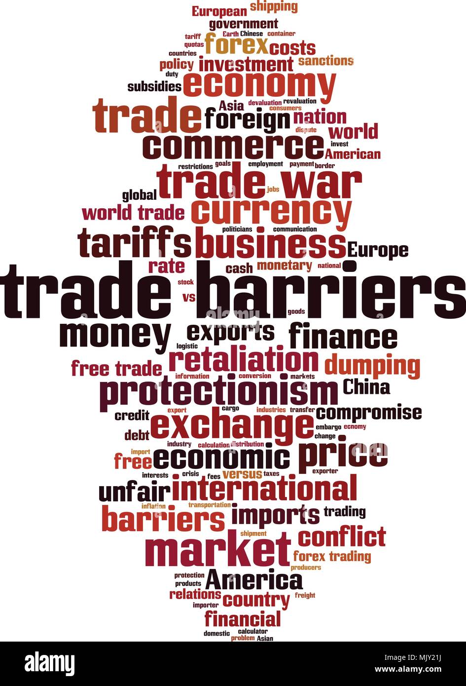 Trade barriers word cloud concept. Vector illustration Stock Vector