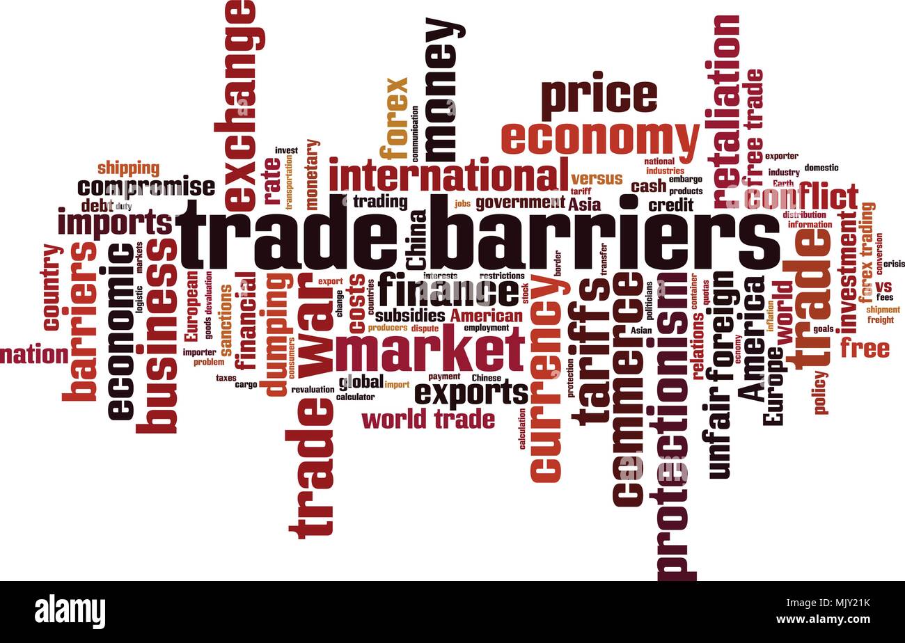 Trade barriers word cloud concept. Vector illustration Stock Vector